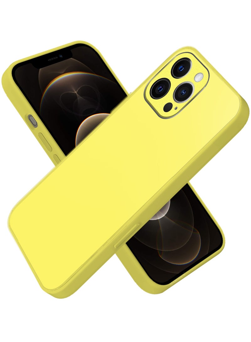 CATANES HiCool Glossy Hard TPU Case for iPhone 12 Pro - Full Coverage , Anti Finger Print , Anti Yellowing , Shockproof Slim Fit Design- Yellow - Image 3